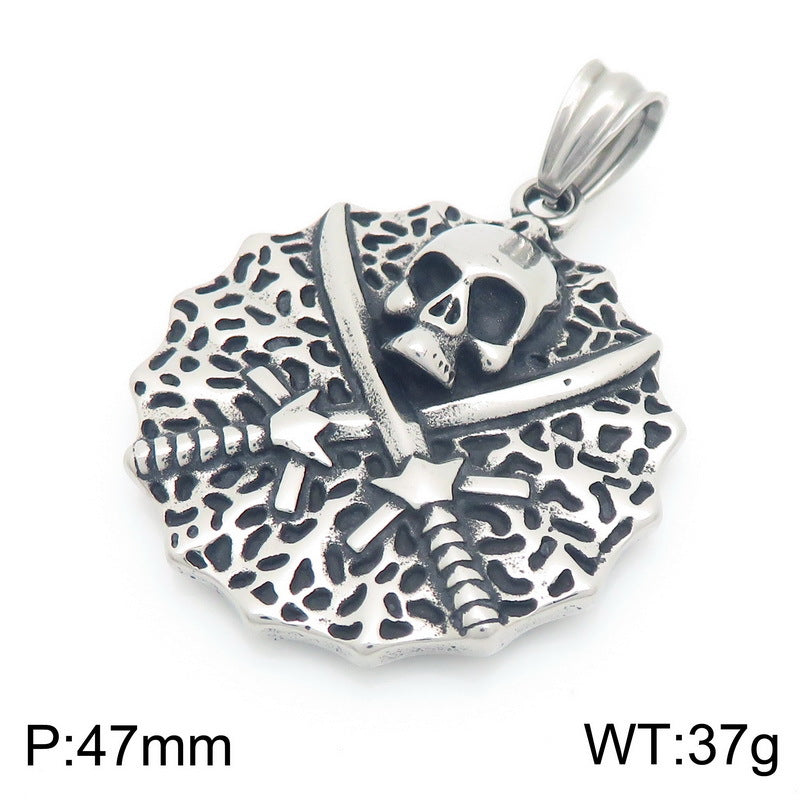 Halloween Skull Pendant, Trendy Pirate Of The Caribbean Ghost Head Motorcycle Titanium Steel Necklace