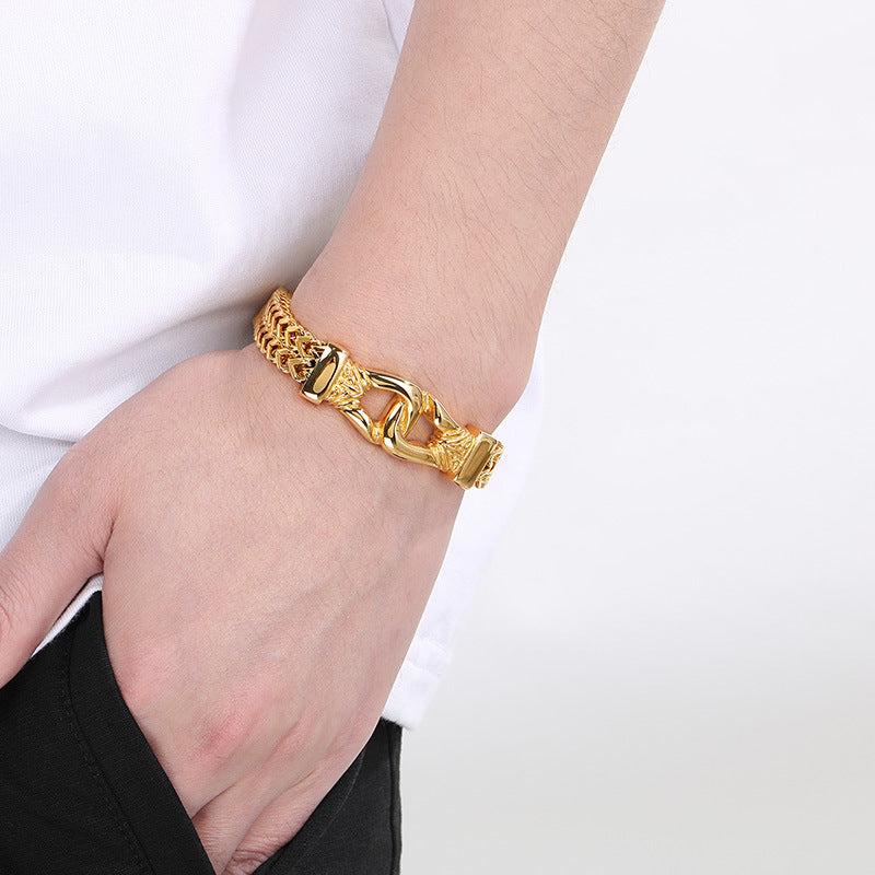 Planderful Titanium Steel Men Engraved Bracelet Domineering