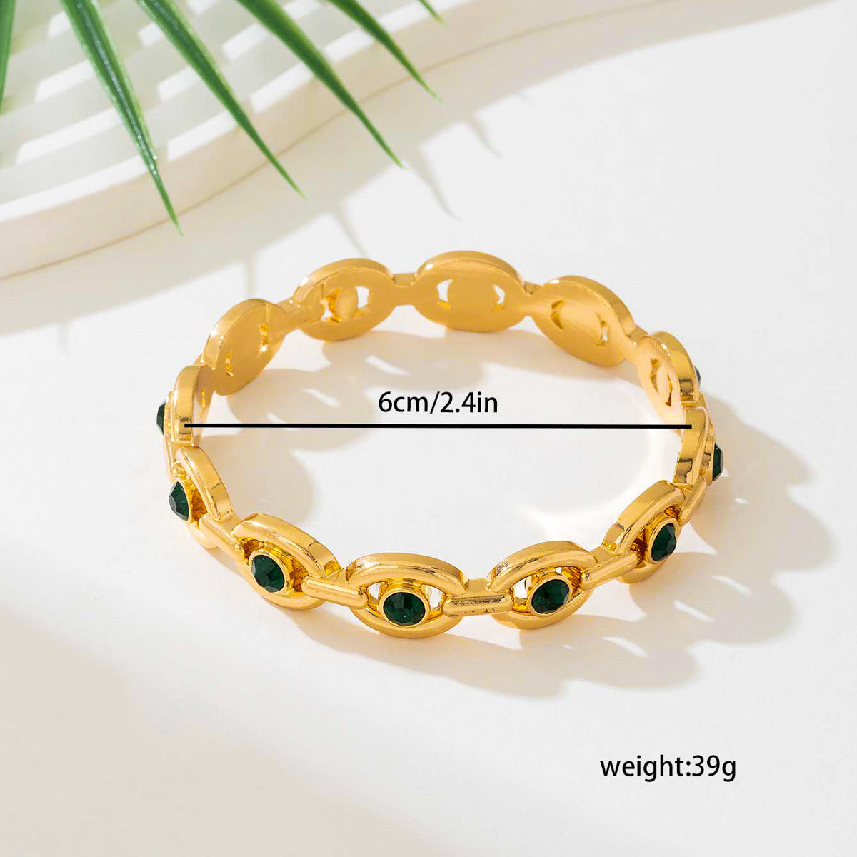 Planderful Vienna Verve Bracelet – Stylish Retro Metal Ring with Black Eye Gem