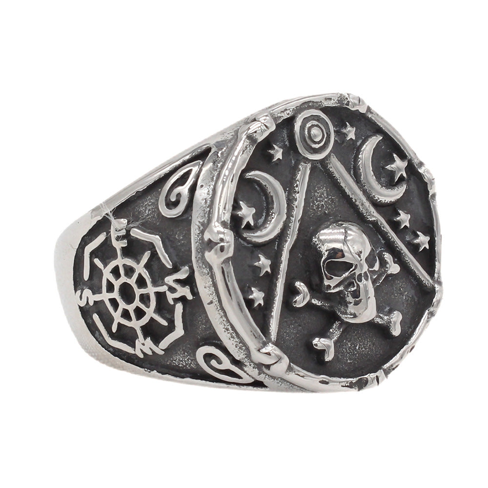 Planderful Titanium Skull Ring Unisex Durable Protective Statement for Men and Women Bold Retro Style