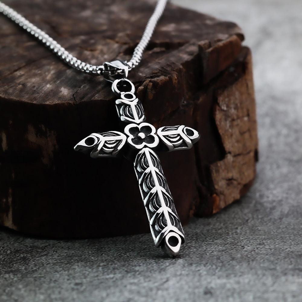 Cross Religious Stainless Steel Men's Pendant Necklace