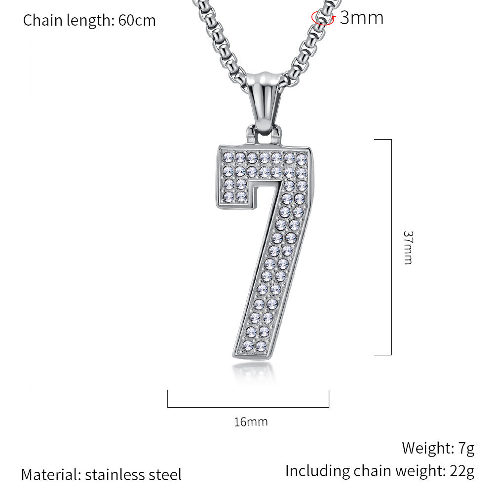 Planderful World Cup Jersey Number Necklace Stainless Steel With Zircon Pendant For Sports Fans