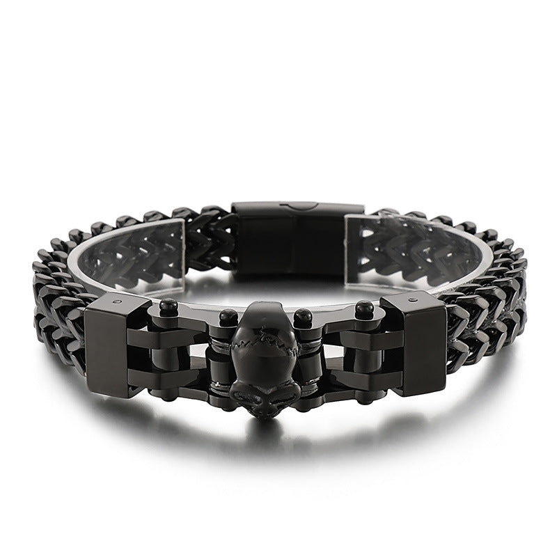 Skull Men's Titanium Steel Bracelet with Hip-Hop Flair