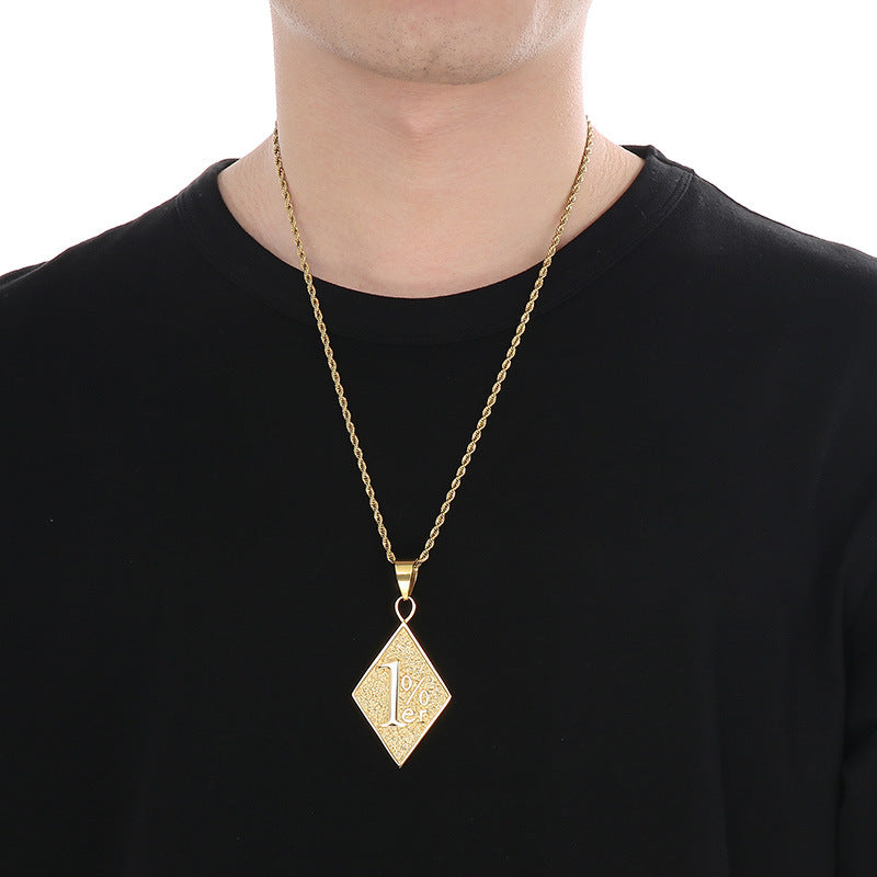 Planderful Rhombus Pendant Titanium Steel For Men Trending