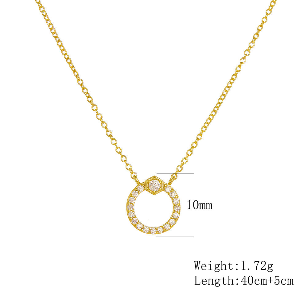 Geometric Design Circle Full Of Zircon Sterling Silver Necklace