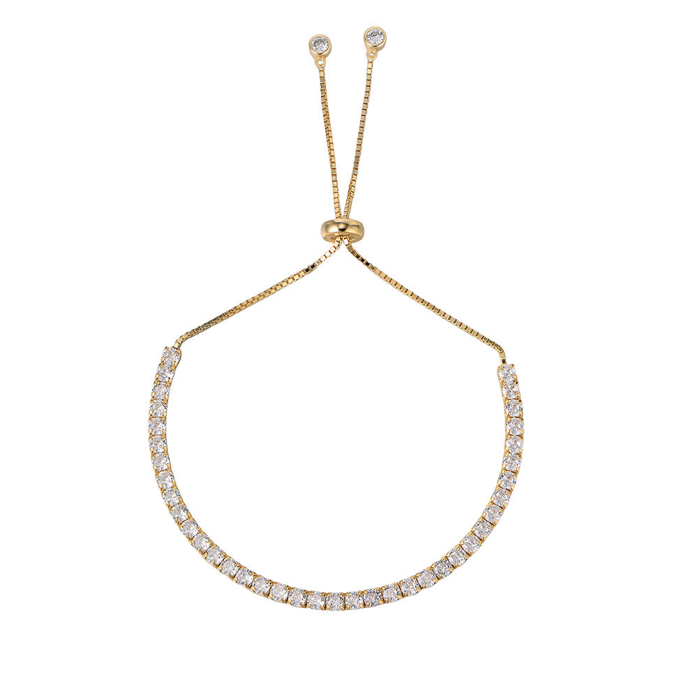 Planderful Everyday Genie Sterling Silver Zircon Tennis Bracelet Adjustable Claw Chain For Women