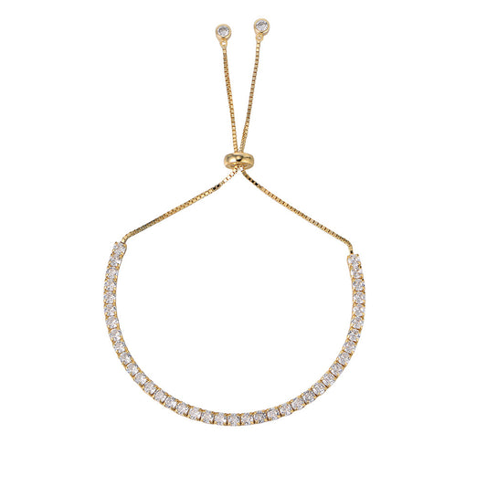 Planderful Everyday Genie Sterling Silver Zircon Tennis Bracelet Adjustable Claw Chain For Women