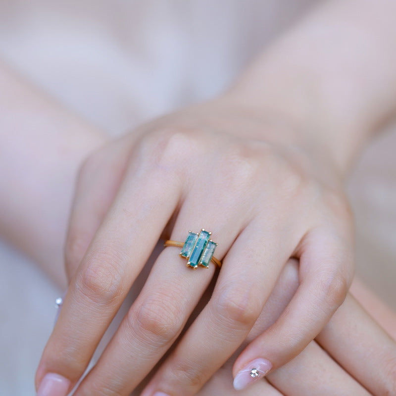 Planderful Everyday Genie – Exaggerated Green Mossy Stone Silver Ring