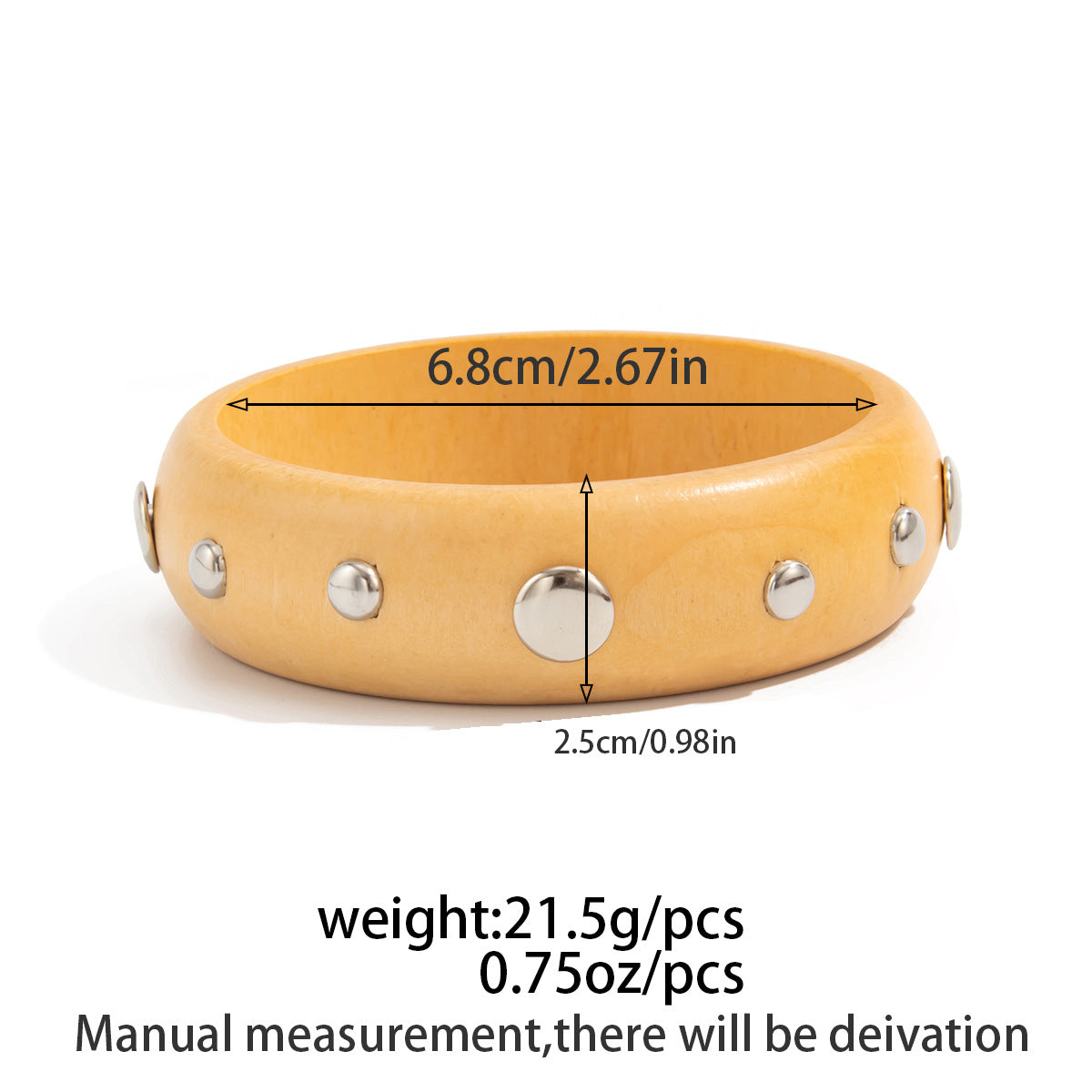 Cold And Exaggerated National Style Wooden Wide Bracelet Star Geometric Rivet Bracelet