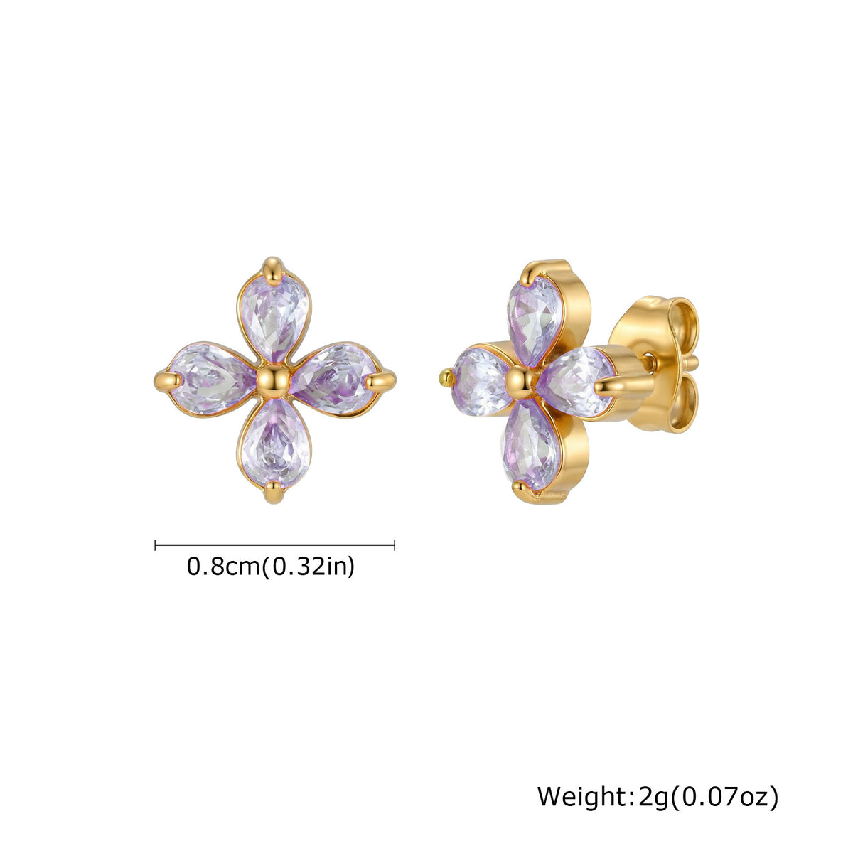Stainless Steel Zircon Floral Earrings