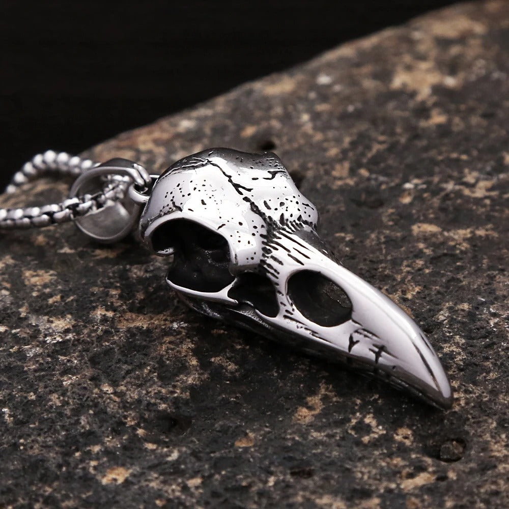 Skull Crow Stainless Steel Pendant Necklace