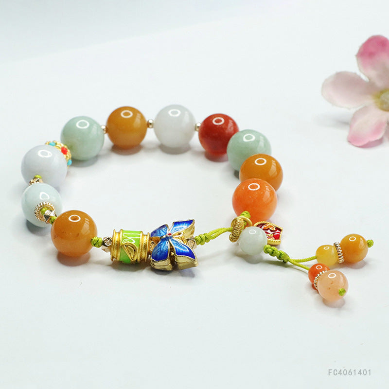 Jadeite Bow Beaded Bracelet