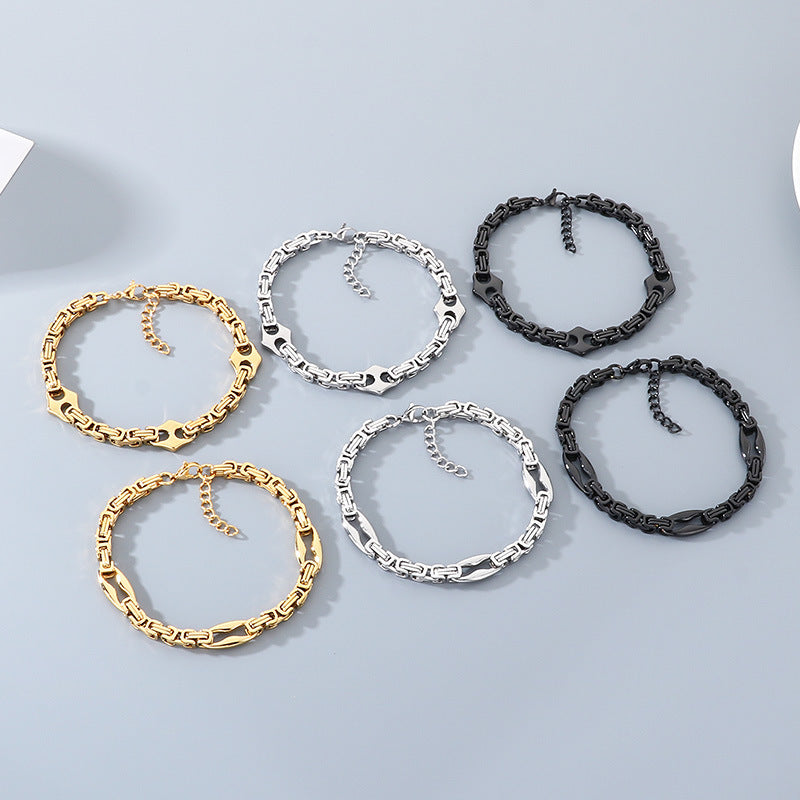 Lip Chain – Byzantine Emperor Chain Layered Pig Nose Titanium Steel Bracelet