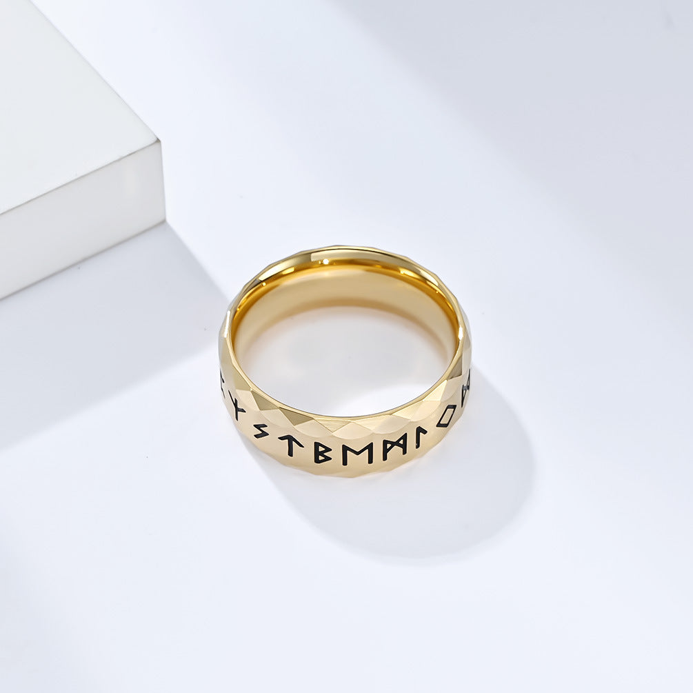 Planderful Viking Ring Nordic Text Titanium Steel For Men Durable Cultural Symbol Ring