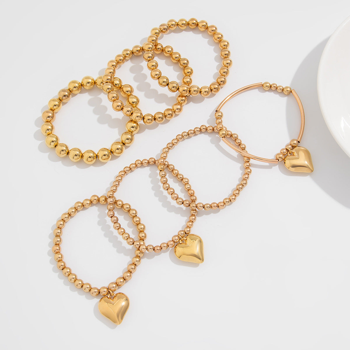 Planderful Vienna Verve Beaded Love Pendant Bracelet For Women European American Stacked Metal Statement