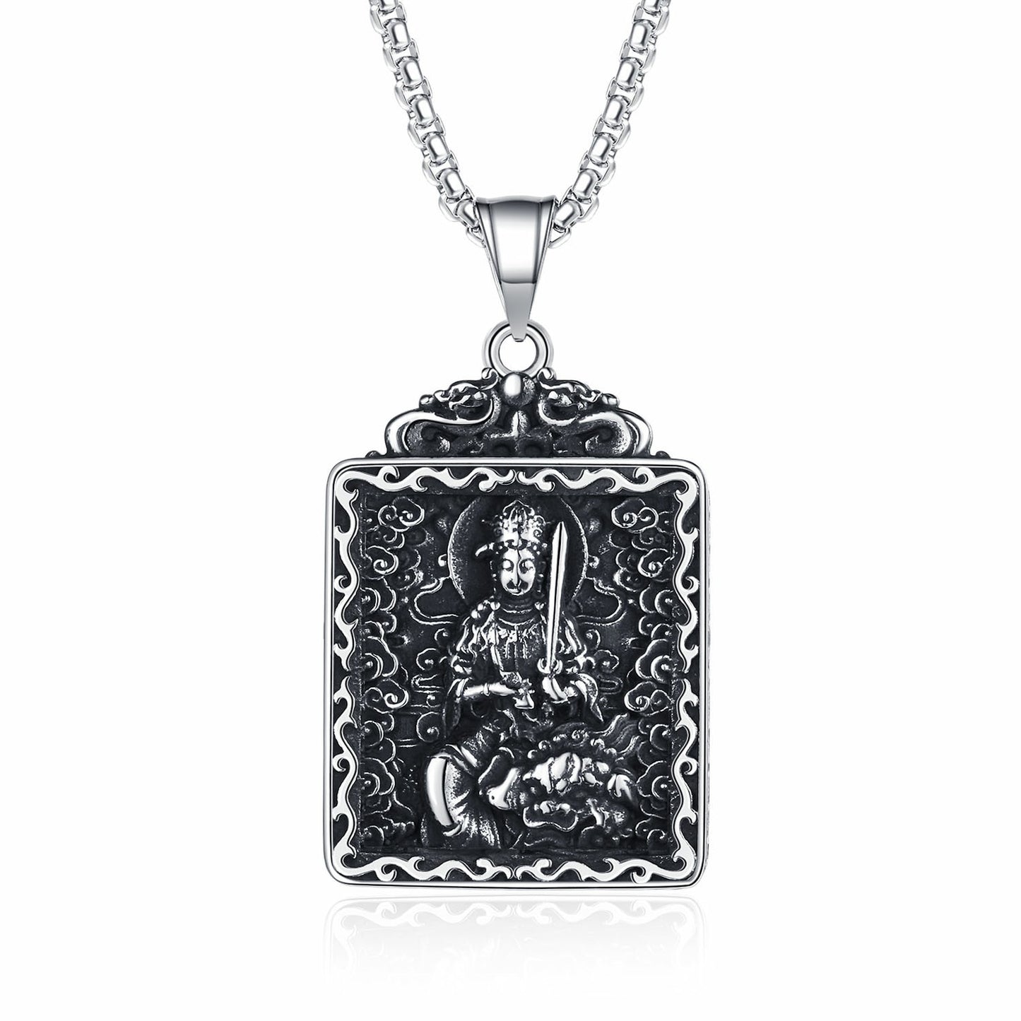 Steel Necklace - Vintage Buddha Zodiac Pendant