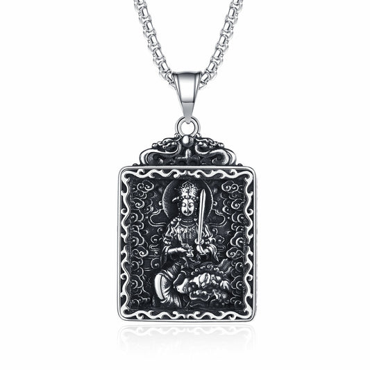 Steel Necklace - Vintage Buddha Zodiac Pendant