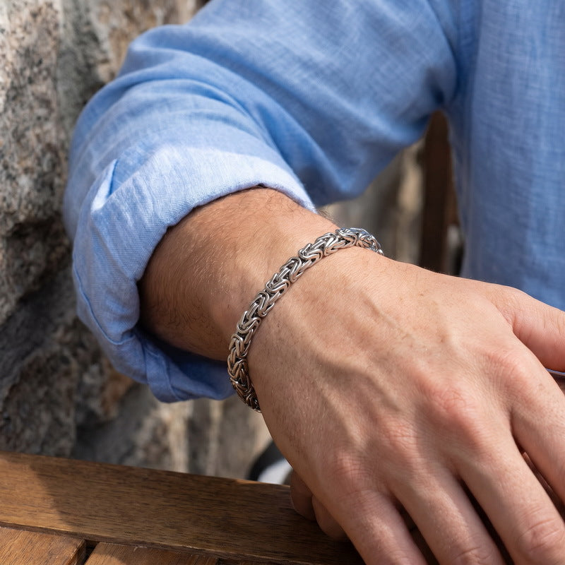 Byzantine Titanium Steel Bracelet – Hip Hop V-Shaped Emperor Chain 6mm Stainless Steel