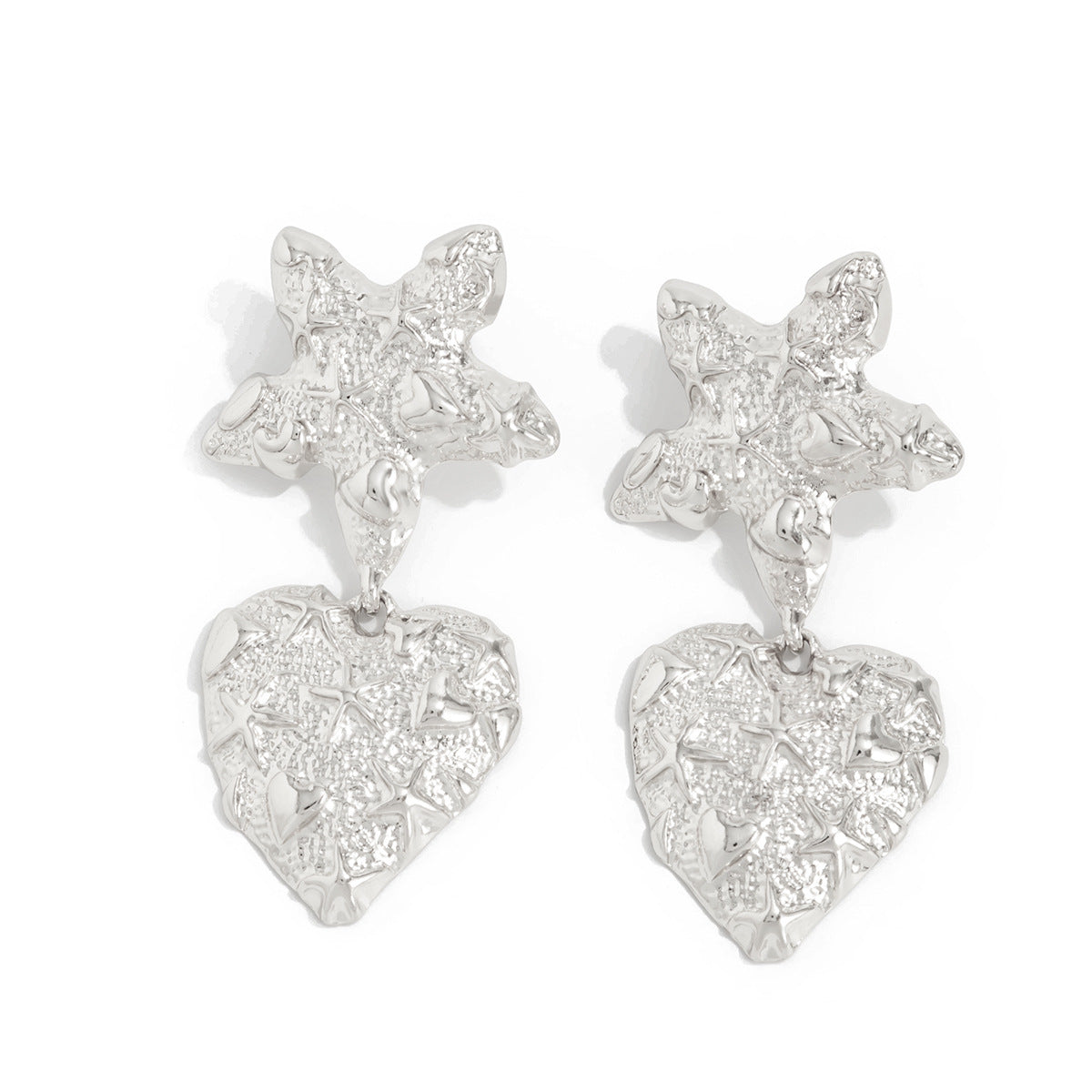 Planderful Vienna Verve Liquid Lava Stud Earrings For Women Retro Heart Star Pleated Design Statement Jewelry