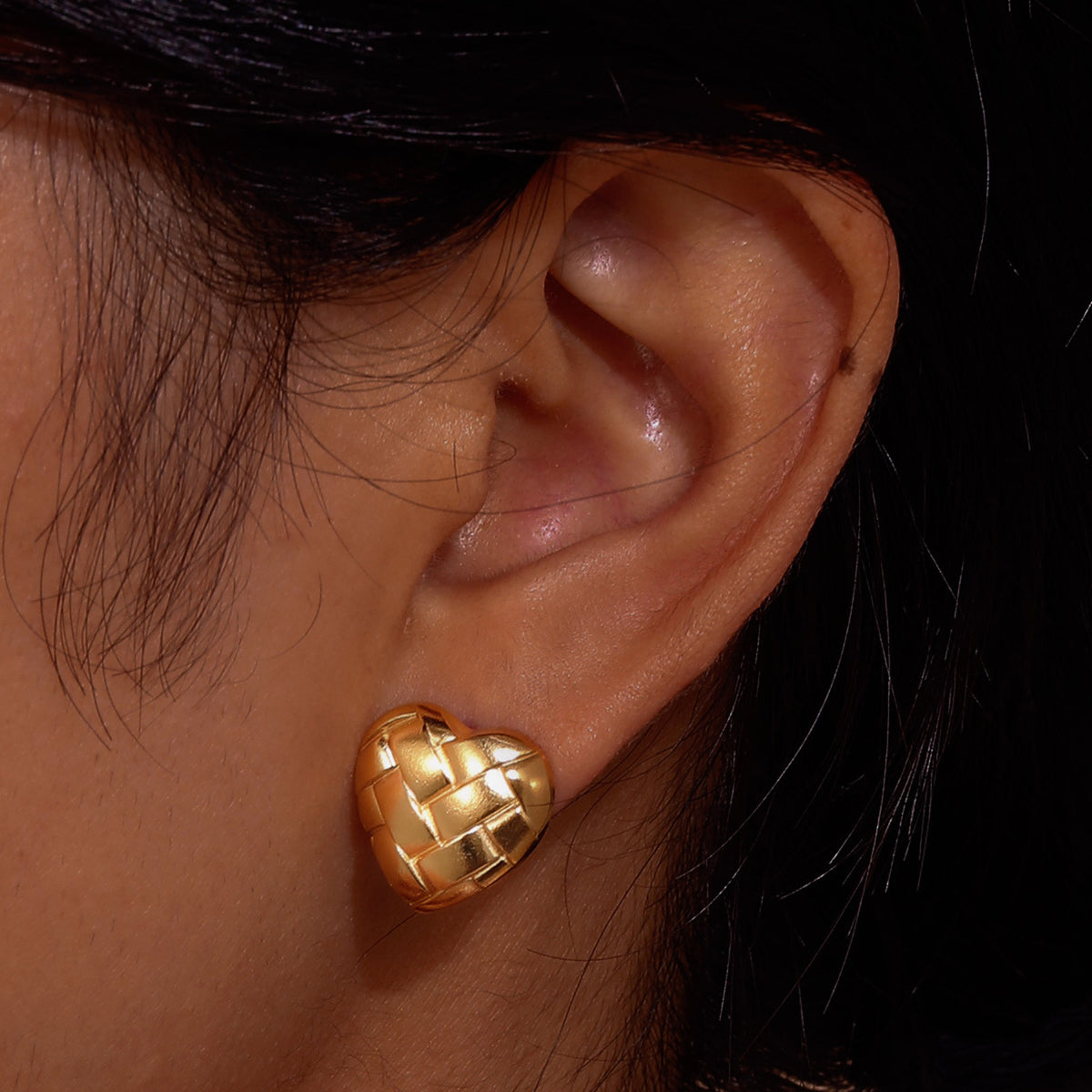 Gold-Tone Woven Square Stud Earrings
