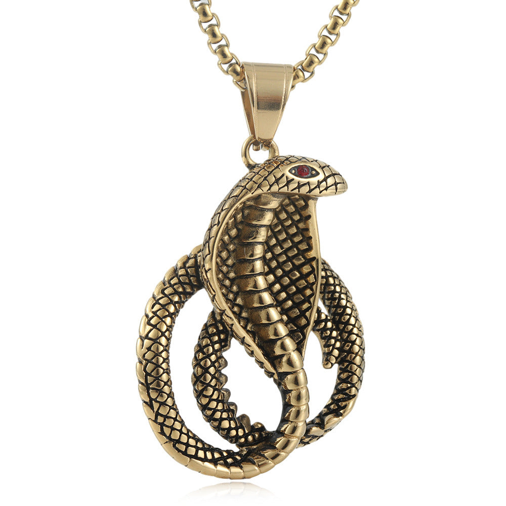 European And American Stainless Steel Cobra Pendant For Men