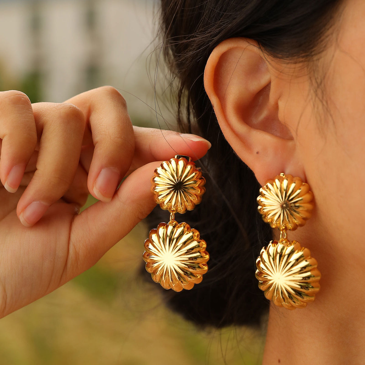 Modern Gold-Tone Stainless Steel Earrings