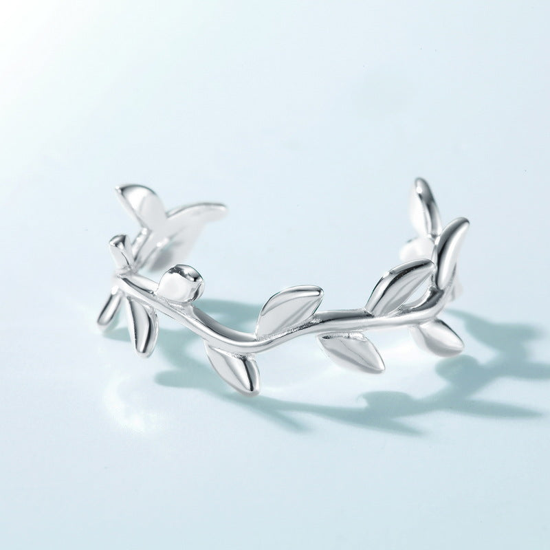 Olive Branch Bud Opening Sterling Silver Ring