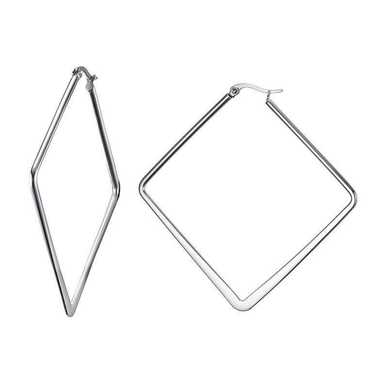 Stainless Steel Geometric Large Rose Gold Black Earrings Set