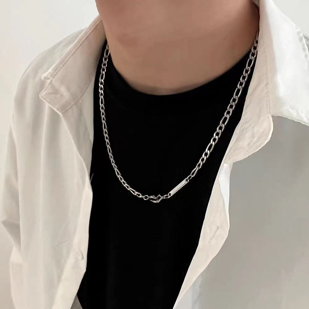 Planderful Jewelry Cuban Steel Necklace For Men And Women Hip Hop Collarbone Chain