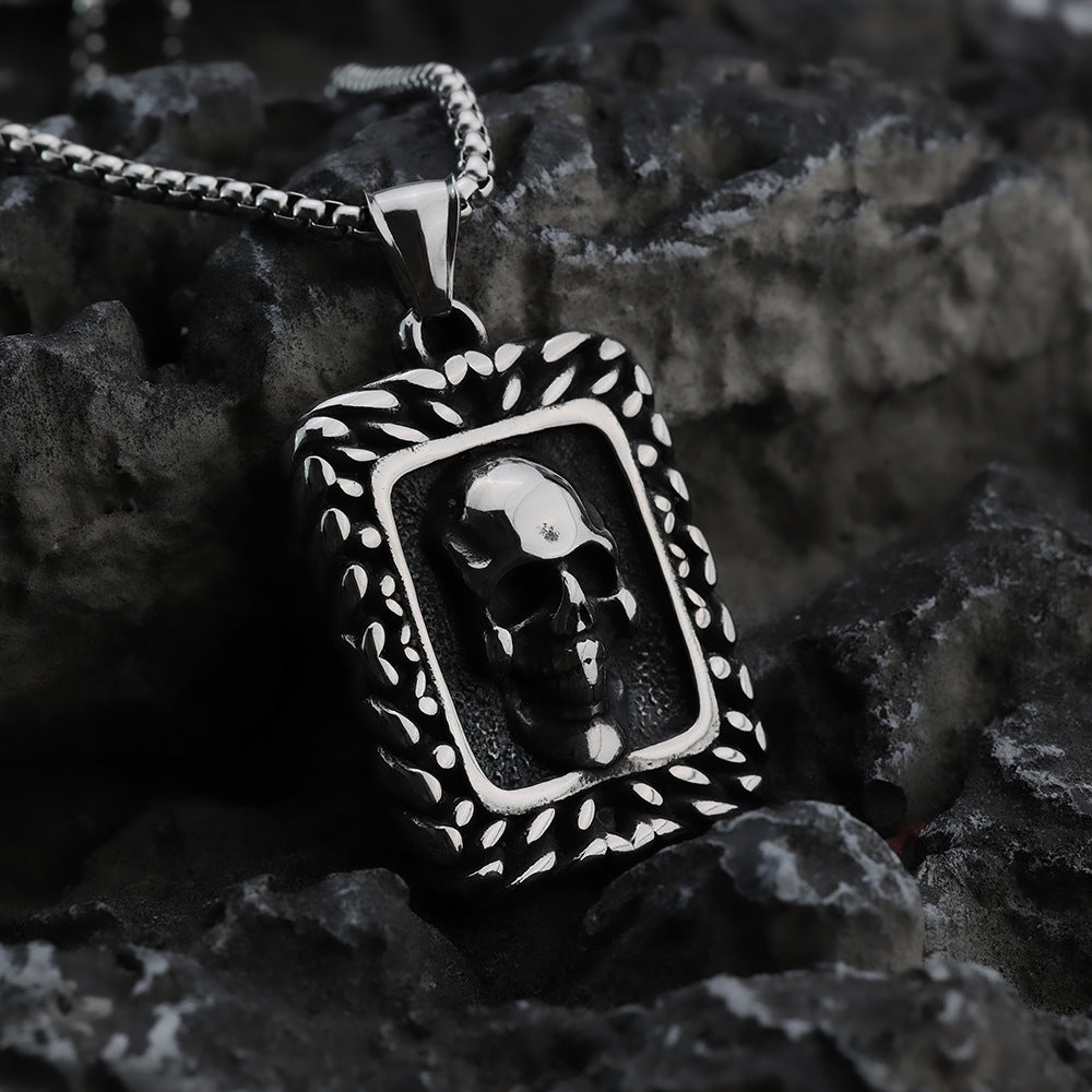 European And American Retro Stainless Steel Skull Pendant Necklace