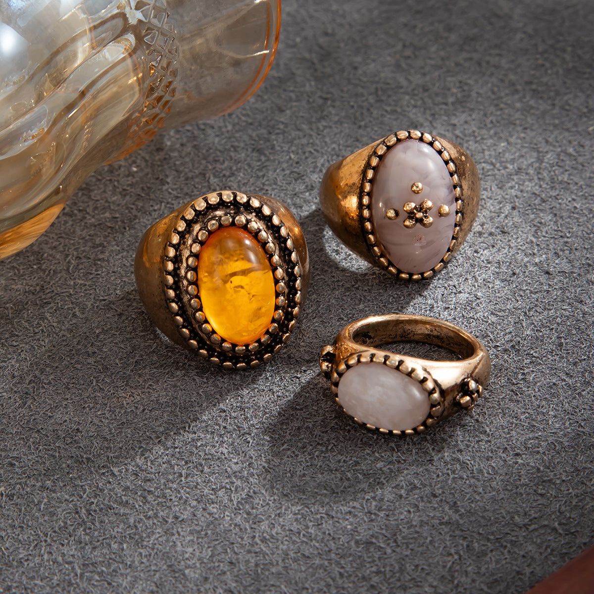 Planderful Vienna Verve Retro Medieval Ring For Vintage Jewelry Lovers Exaggerated Oval Metal Statement