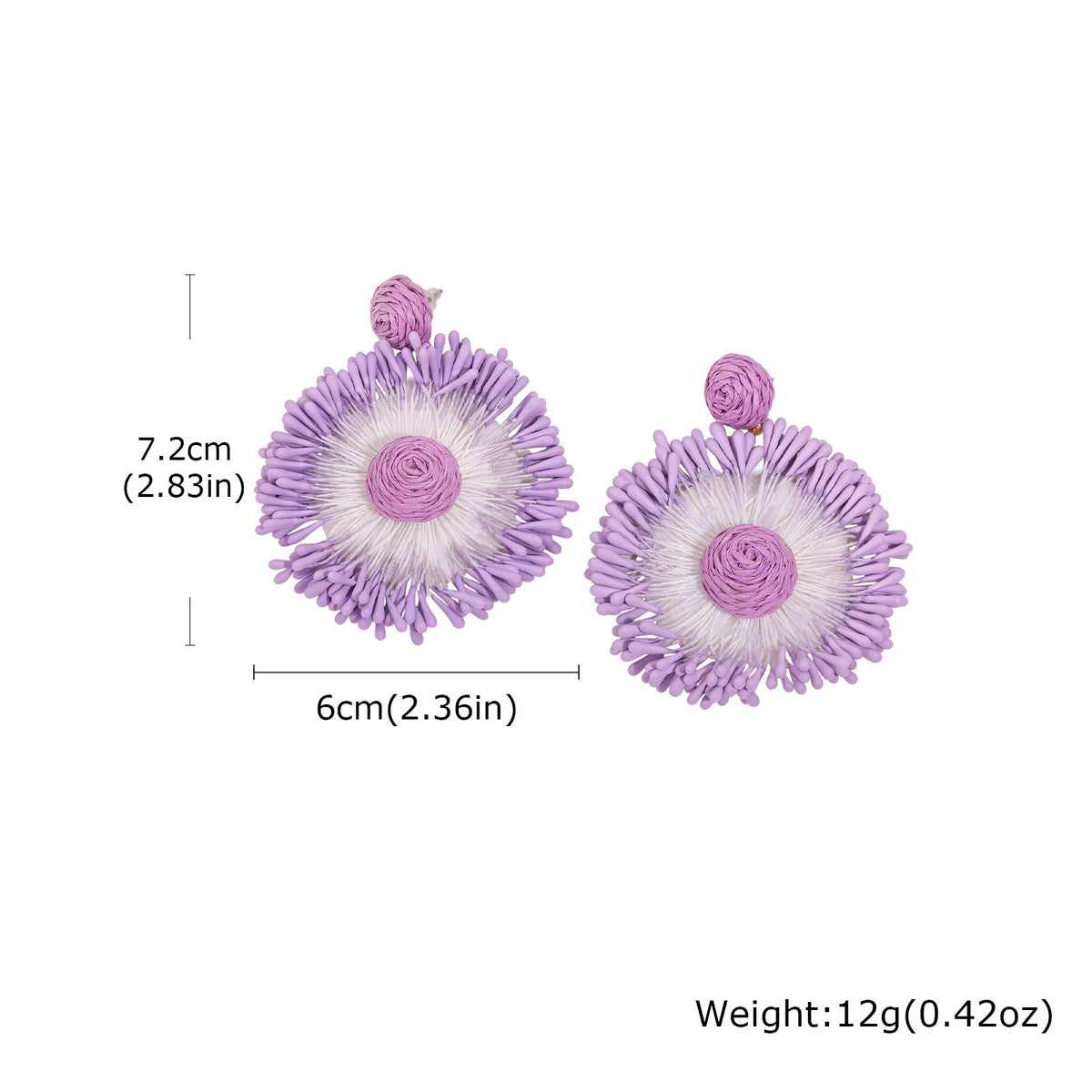 Coral Woven Sunburst Statement Earrings