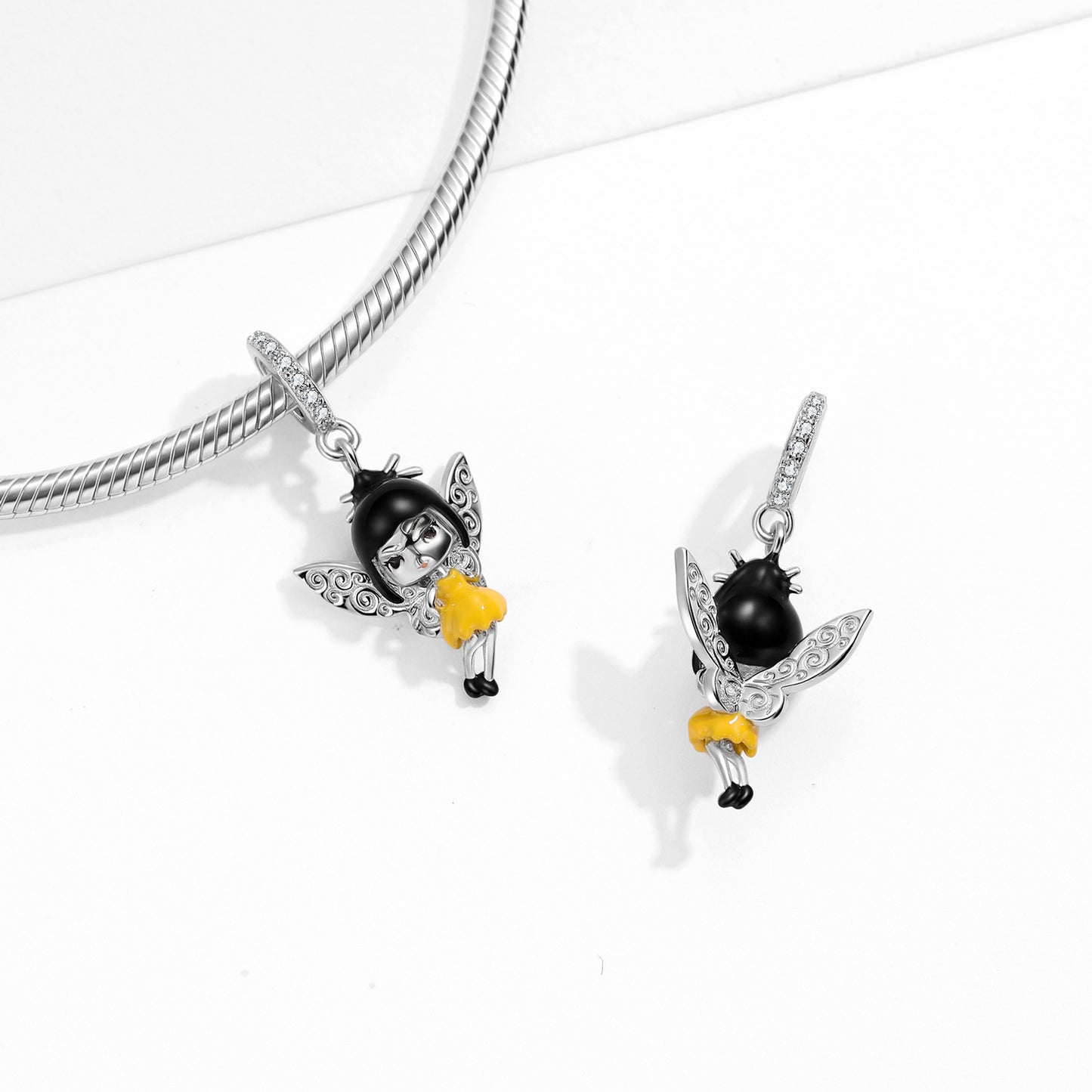 Planderful Jewelry Sterling Silver Pendant Genie Necklace With Yellow Epoxy Charm