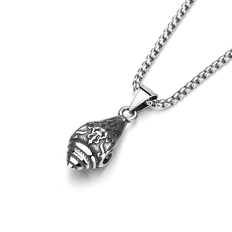 Steel Necklace - Elegant Pestle Conch Pendant Planderful Everyday Genie Collection
