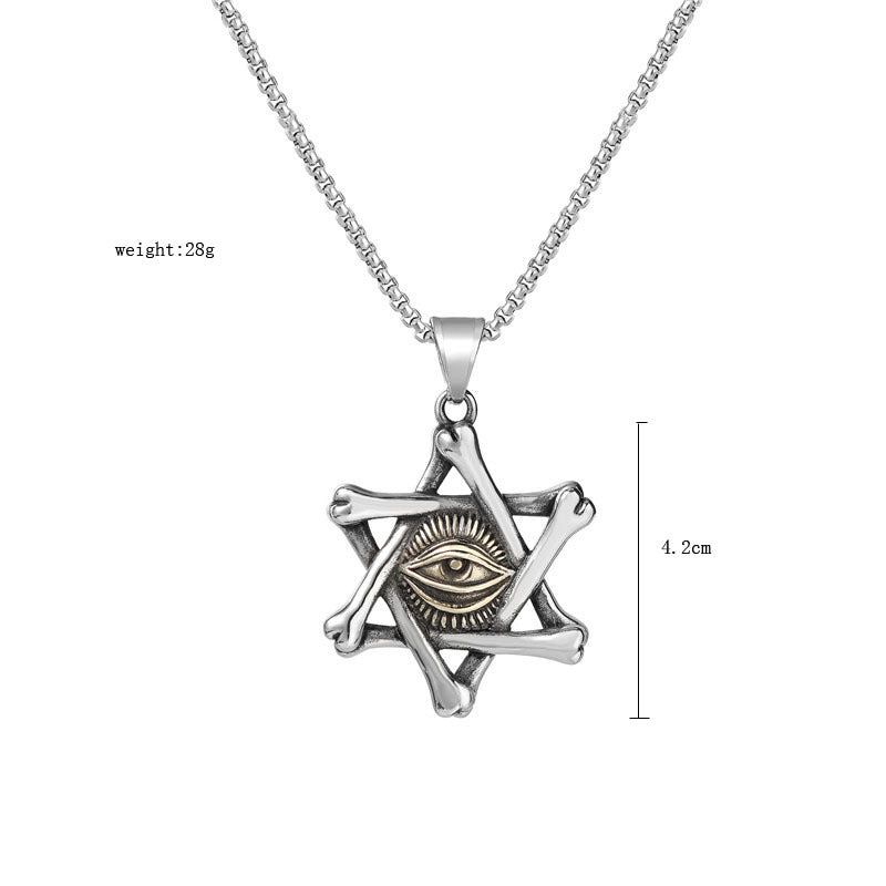 Planderful Egyptian Pharaoh Eyes Hexagram Stainless Steel Pendant Unisex Protection Talisman Jewelry Gift