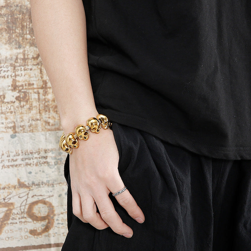 Planderful Titanium Steel Skull Bracelet For Men Trendy