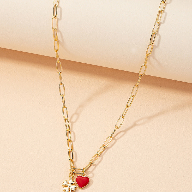 French Love Pendant Necklace with Bamboo Chain - Vienna Verve Collection
