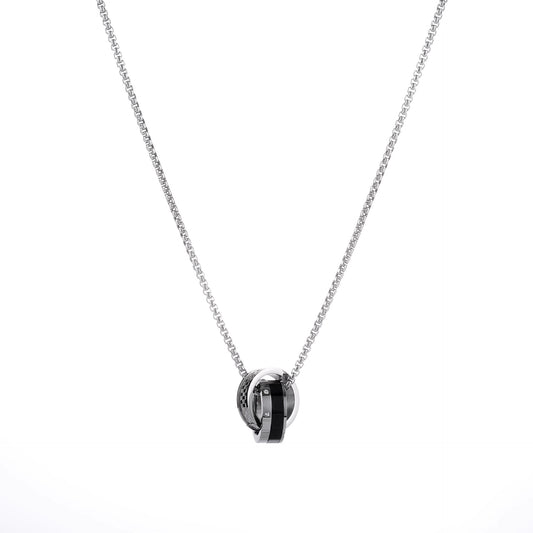 Planderful Jewelry Everyday Genie Steel Necklace For Men And Women Double Ring Pendant