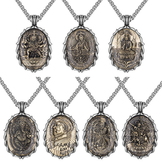 Steel Necklace – Vintage Buddha Pendant For Men