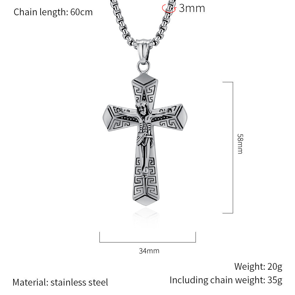 Planderful Cross Necklace Titanium Steel Punk Vintage Statement Pendant For Hip Hop Hipster Style Fans