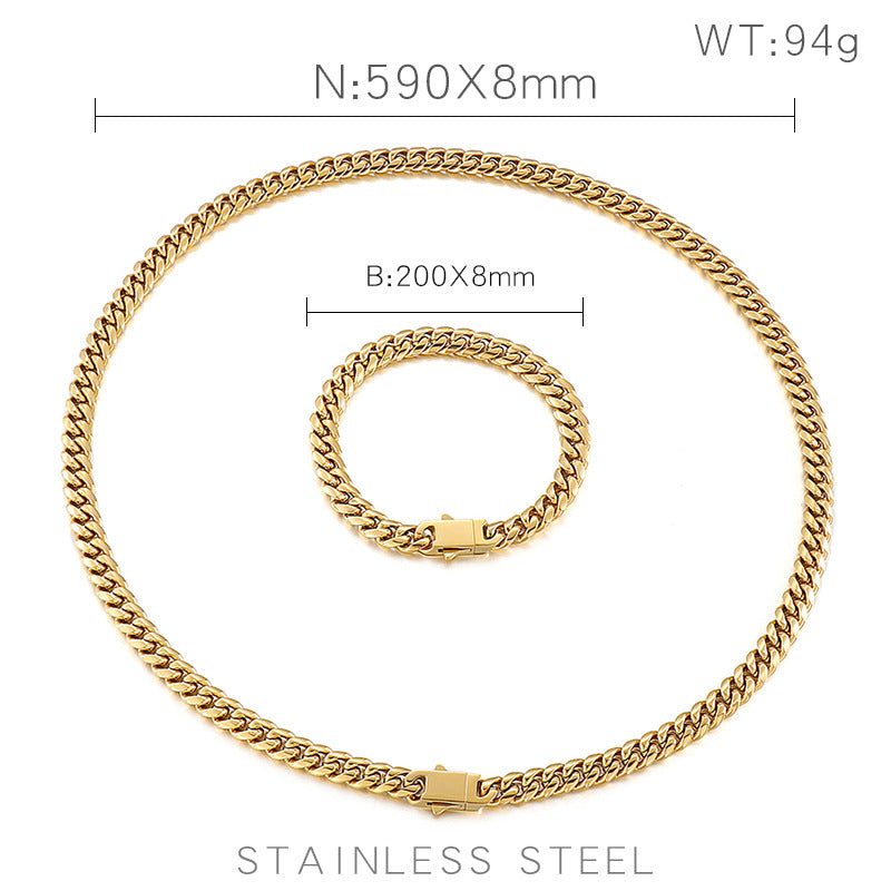 Daily Trendy Men's 8mm Double Weaving Round Grinding Men's Stainless Steel Necklace, Minimalist