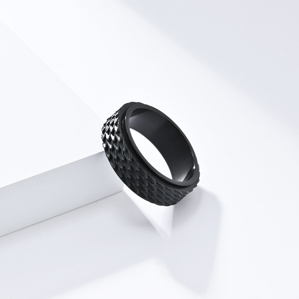 Hot-Selling Rotatable Stainless Steel Dragon Scale Ring Men