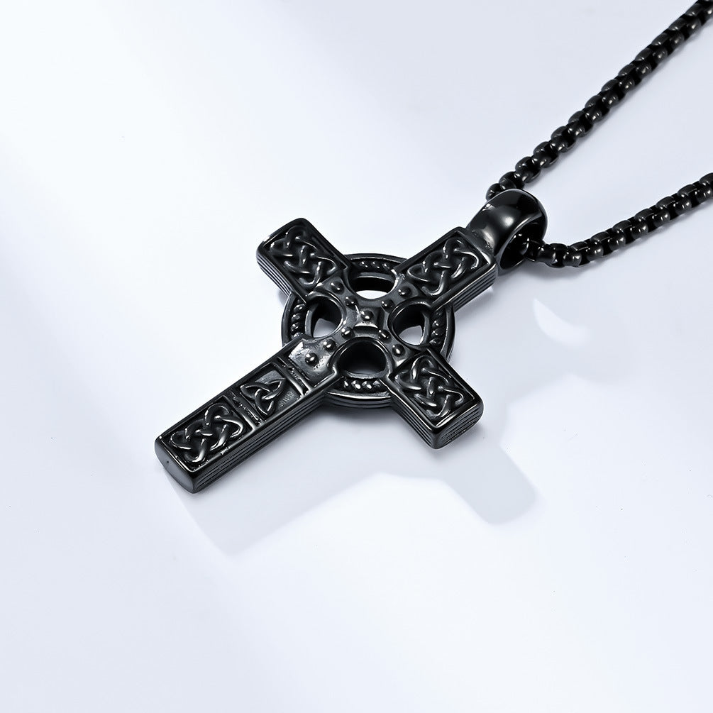Steel Necklace – Vintage Men's Cross Pendant