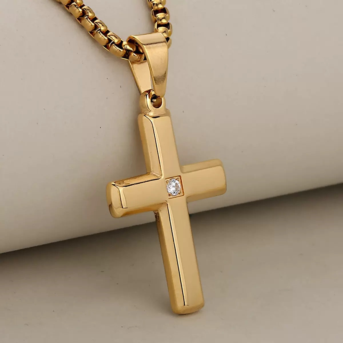 1. Planderful Titanium Cross Pendant Necklace Inlaid Zircon For Men And Women Special Gift