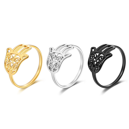 Amazon Source Fatima's Hand Titanium Steel Ring Jewelry