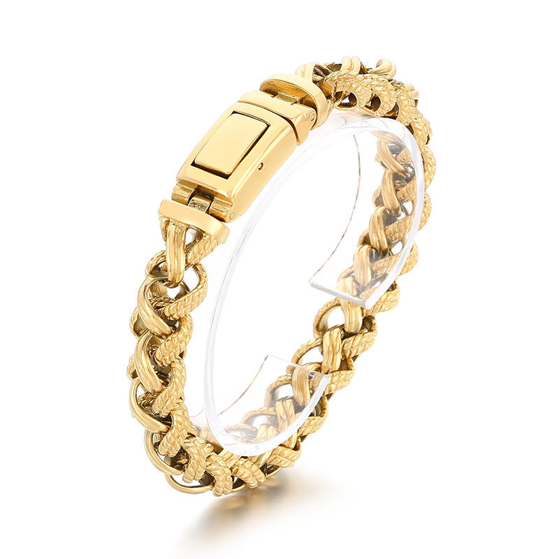 Planderful Titanium Steel Men Bracelet Twist Pattern Punk