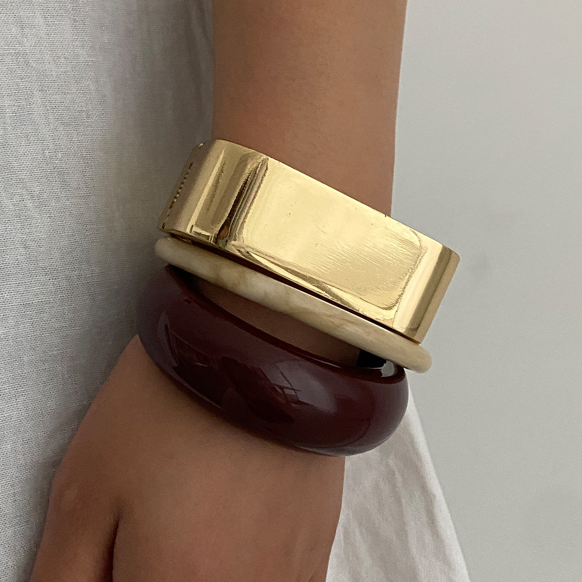 Planderful Vienna Verve Geometric Metal Opening Bracelet For Women Bold Statement Jewelry