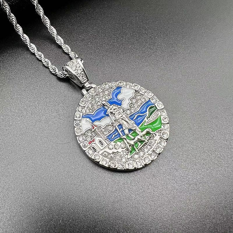 Rhinestone Necklace – Statement Hip Hop Jesus Pendant