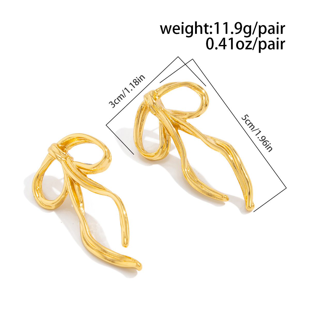Planderful Vienna Verve Bow Stud Earrings Metal For Women Versatile Everyday Statement
