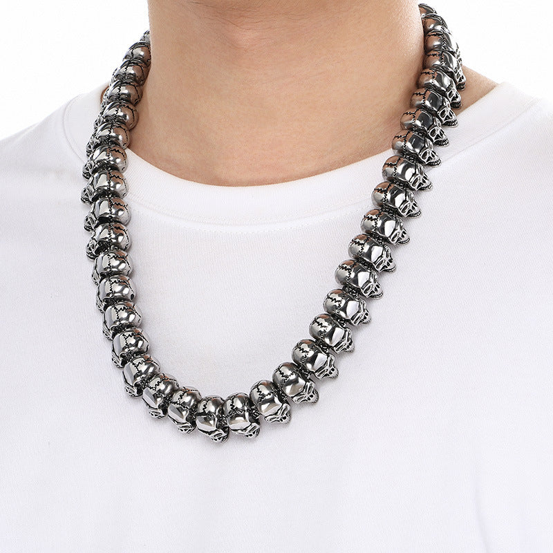Planderful Skull Necklace For Men Titanium Steel Bold Punk